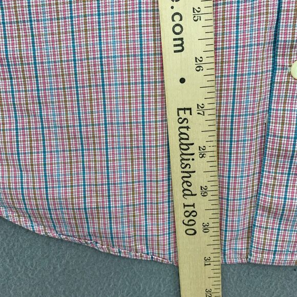 Peter Millar Button Down Shirt Mens Medium Cotton Tattersall Plaid Long Sleeve - Picture 8 of 16
